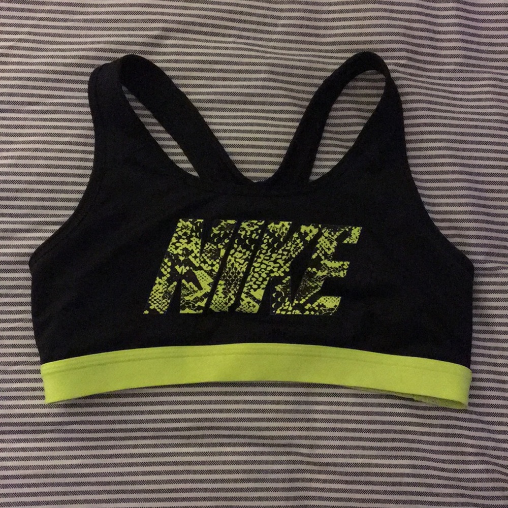 Nike neon yellow sports bra